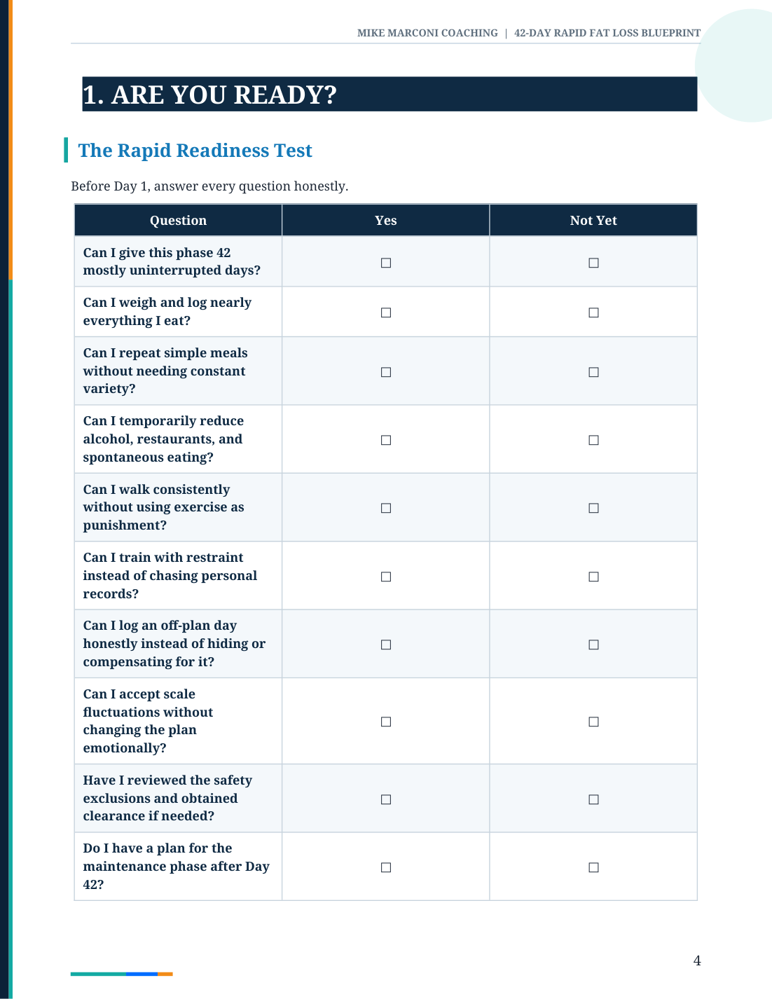Blueprint sample page 4: Are you ready?