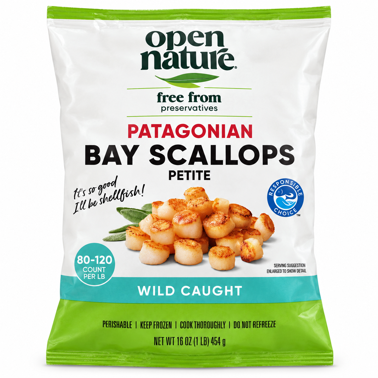 Open Nature Patagonian Bay Scallops packaging