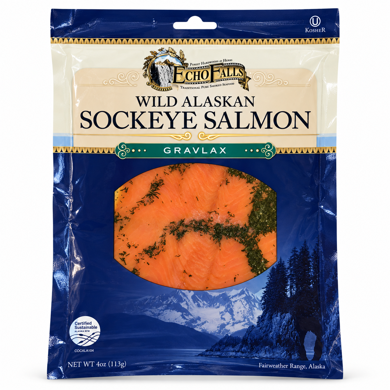 Echo Falls Sockeye Salmon Gravlax packaging