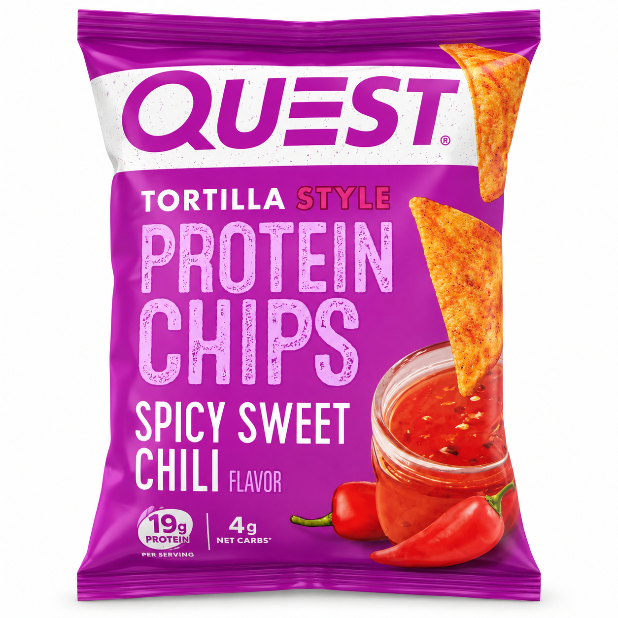 Quest Spicy Sweet Chili Protein Chips packaging