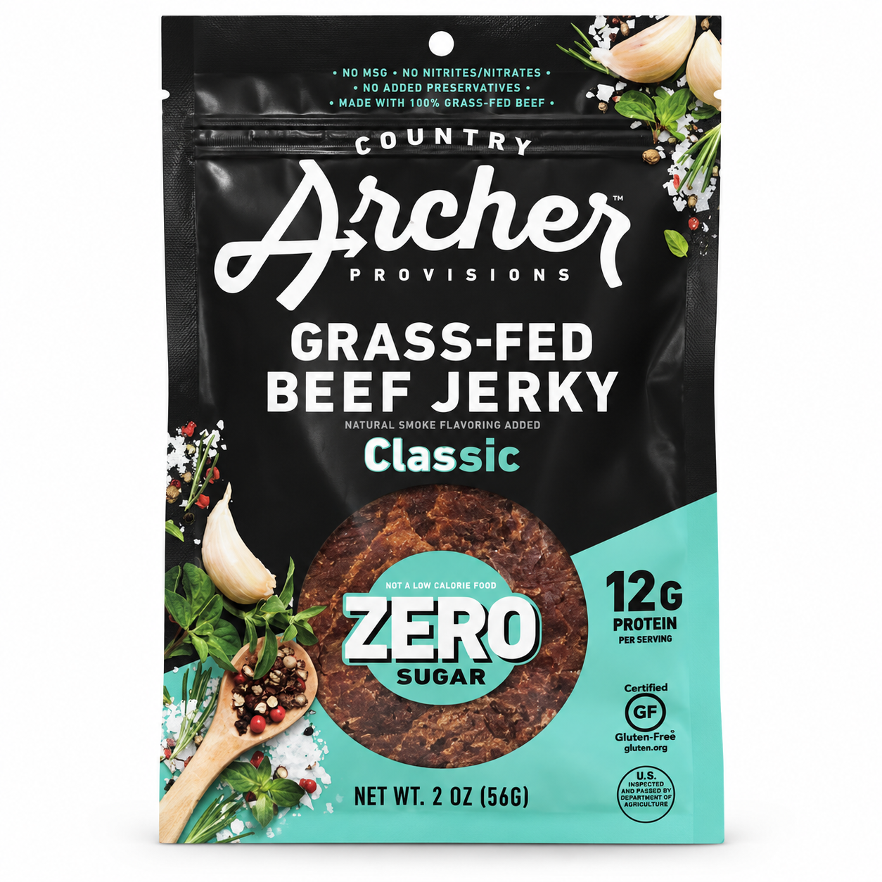 Country Archer Zero Sugar Classic Beef Jerky packaging